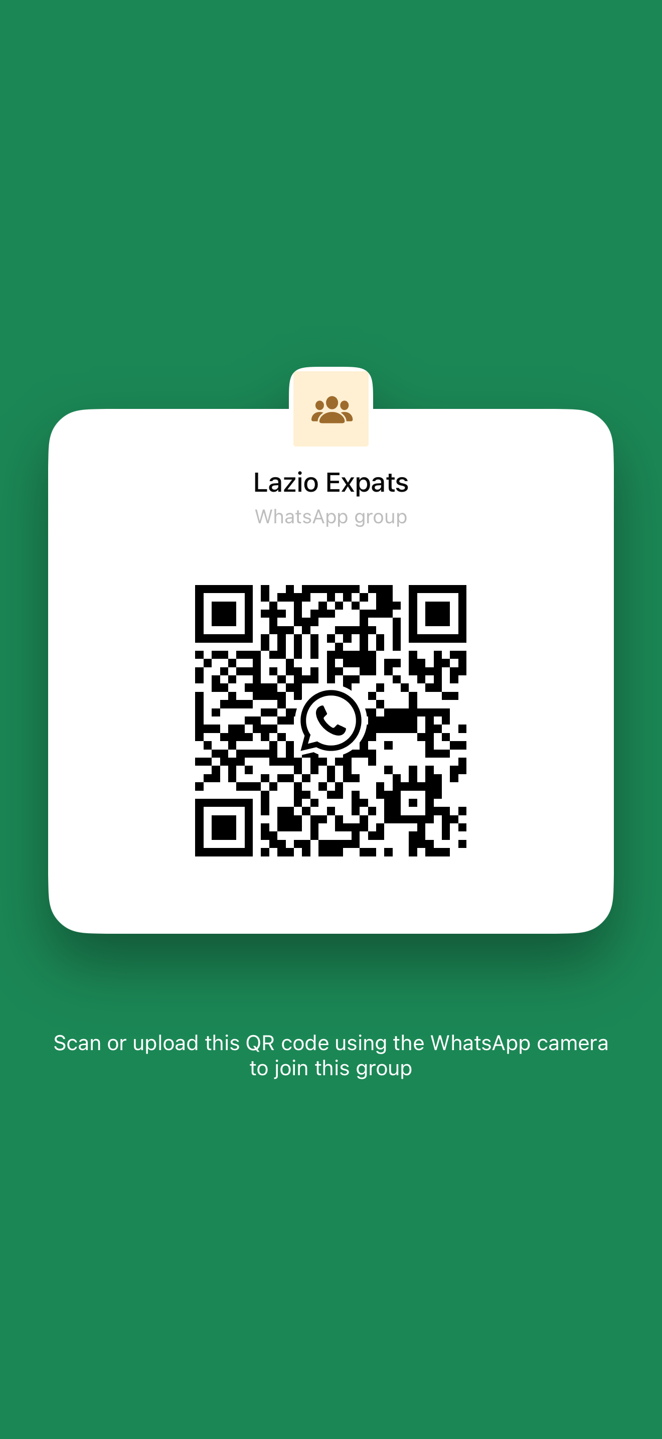 WhatsApp QR code for the Lazio Expats group